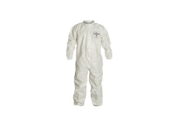 Image of DuPont Tychem SL White LG Coveralls with Laydown Collar and Elastic Wrists w/ Ankles, Case of 6