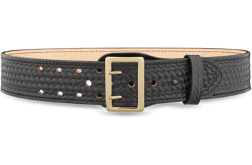 Image of DutyMan 2-1/4inch Basketweave Leather Sam Brown 2 Row Stitch Duty Belt With Gold Buckle DTY-1021-44-9002