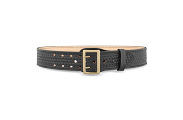 Image of 2-1/4" Basketweave Leather Sam Brown 2 Row Stitch Duty Belt with Gold Buckle