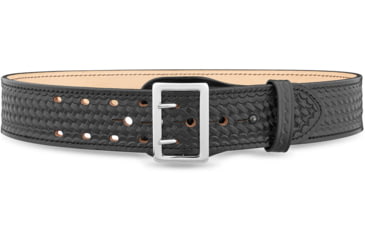 Image of DutyMan 2-1/4inch Basketweave Leather Sam Brown 2 Row Stitch Duty Belt With Nickel Buckle DTY-1021-42-9001