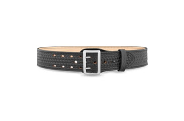 Image of 2-1/4" Basketweave Leather Sam Brown 2 Row Stitch Duty Belt with Nickel Buckle