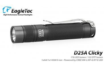 Image of Eagtac D25A Clicky XML2 U4 LED Flashlight, Black, Medium, D25ARCXML2