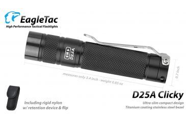 Image of Eagtac D25A Clicky XML2 U4 LED Flashlight, Black, Medium, D25ARCXML2