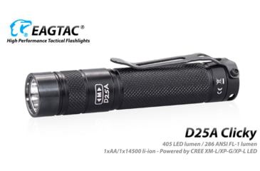 Image of EAGTAC D25A RC Clicky Flashlight, XP-G2 R5 NW LED, 176lm,1xAA, Black, D25A-CLICKY-XPG2-NW