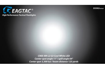 Image of EAGTAC D25A2 Tactical Flashlight, XM-L2 U2 NW LED, 470lm, Black, D25A2-TACTICAL-XML2-NW