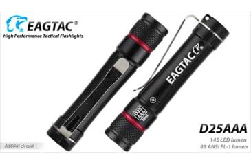 Image of EAGTAC D25AAA RED/BLUE/GRAY/GOLDED Flashlight, Nichia 219B LED, 115lm, Black, D25AAA-219B-NW