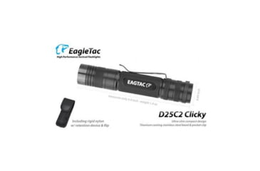 Image of EAGTAC D25C2 RC Clicky Flashlight, XP-G2 R5 NW LED, 481lm,2xCR123A, Black, D25C2-CLICKY-XPG2-NW