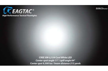 Image of EAGTAC D25LC2 Tactica XML2 U4 LED Flashlight, Medium, Black, 1374 lm, D25LC2-Tactical-XML2-CW
