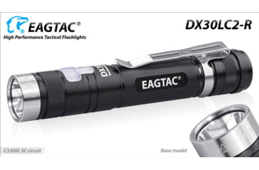 Image of EAGTAC DX30LC2-R Rechargeable Flashlight Kit, XP-L HI V2 NW LED, 1084lm, Black, ET-FL-DX30LC2R-XPLHI-KIT-NW