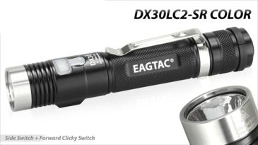 Image of Eagtac DX30LC2-SR Color Side-LED Rechargeable  Flashlight, XP-E2 Green w/ XPL HI LED, 263lm w/ 1160lm, Black 2737