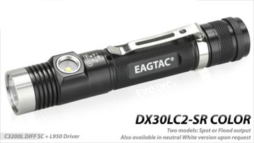 Image of Eagtac DX30LC2-SR Color Side-LED Rechargeable  Flashlight, XP-E2 Green w/ XPL HI LED, 263lm w/ 1160lm, Black 2737