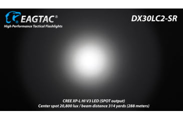 Image of EAGTAC DX30LC2-SR Side-LED Rechargeable Flashlight Kit, Spot XP-L HI V2 NW w/ Flood Nichia 219B CRI92 5700K LED, 1080lm/390lm, Black, DX30LC2SR-XPLHINW-SIDE219B-KIT