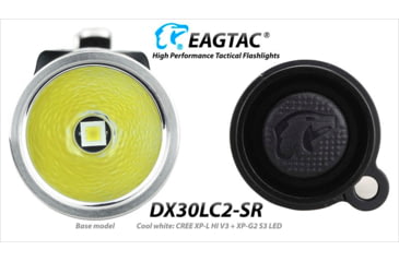 Image of EAGTAC DX30LC2-SR Side-LED Rechargeable Flashlight Kit, Spot XP-L HI V2 NW w/ Flood Nichia 219B CRI92 5700K LED, 1080lm/390lm, Black, DX30LC2SR-XPLHINW-SIDE219B-KIT
