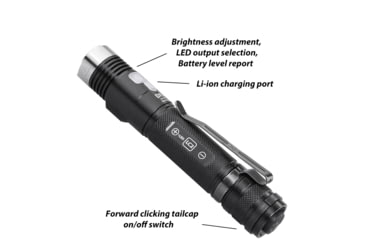 Image of EAGTAC DX30LC2-SR Side-LED Rechargeable Flashlight Kit, Spot XP-L HI V2 NW w/ Flood Nichia 219B CRI92 5700K LED, 1080lm/390lm, Black, DX30LC2SR-XPLHINW-SIDE219B-KIT