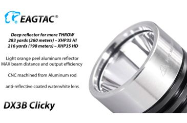 Image of EAGTAC DX3B Clicky Rechargeable XHP50.2 LED 2500 Lumen LED Flashlight, Black, Small 4249