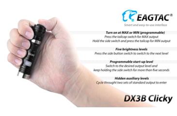 Image of EAGTAC DX3B Clicky Rechargeable XHP50.2 NW LED 2325 Lumen Flashlight, Black, DX3B-CLICKY-XHP502-REG-NW