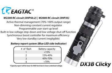 Image of EAGTAC DX3B Clicky Rechargeable XHP50.2 NW LED 2325 Lumen Flashlight, Black, DX3B-CLICKY-XHP502-REG-NW