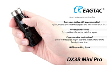 Image of EAGTAC DX3B Mini Pro Flashlight, XHP50.2 CW LED, 2480lm, Black, DX3BM-XHP502-PRO-CW