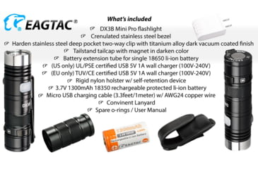 Image of EAGTAC DX3B Mini Pro Flashlight, XHP50.2 CW LED, 2480lm, Black, DX3BM-XHP502-PRO-CW