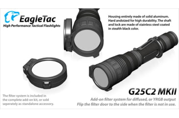 Image of EAGTAC G25C2 Flashlight Kit, XM-L2 U4 CW LED, 1351lm, Black, G25C2-XML2-KIT-CW