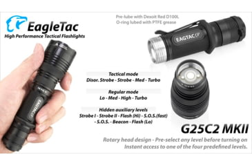 Image of EAGTAC G25C2 Flashlight Kit, XM-L2 U4 CW LED, 1351lm, Black, G25C2-XML2-KIT-CW