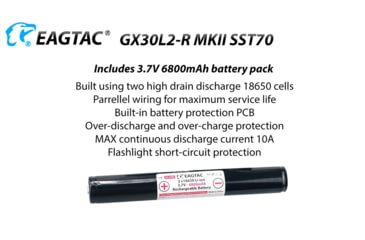 Image of EAGTAC GX30L2-R Flashlight, XHP35 HD CW LED, 2000lm, Black, GX30L2R-XHP35-HD-REG-CW