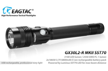 Image of EAGTAC GX30L2-R Flashlight, XHP35 HD CW LED, 2000lm, Black, GX30L2R-XHP35-HD-REG-CW