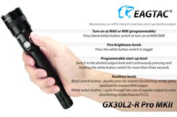 Image of EAGTAC GX30L2-R Pro Flashlight, XHP35 HD CW LED, 2000lm, Black, Medium 4126