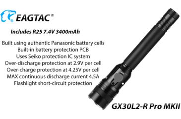 Image of EAGTAC GX30L2-R Pro Flashlight, XHP35 HD CW LED, 2000lm, Black, Medium 4126