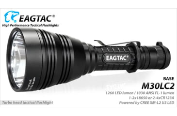 Image of EAGTAC M30LC2 Flashlight, XM-L2 U4 CW LED, 1348lm, Black, M30LC2-XML2-BASE-CW