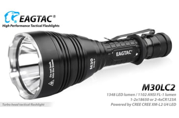 Image of EAGTAC M30LC2 Flashlight, XM-L2 U4 CW LED, 1348lm, Black, M30LC2-XML2-BASE-CW
