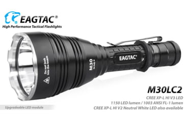 Image of EAGTAC M30LC2 Flashlight, XM-L2 U4 CW LED, 1348lm, Black, M30LC2-XML2-BASE-CW