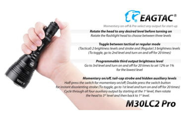 Image of EAGTAC M30LC2 Pro Flashlight, XHP35 HI CW LED, 1870lm, Black, M30LC2-XHP35-HI-PRO-CW