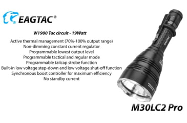 Image of EAGTAC M30LC2 Pro Flashlight, XHP35 HI CW LED, 1870lm, Black, M30LC2-XHP35-HI-PRO-CW