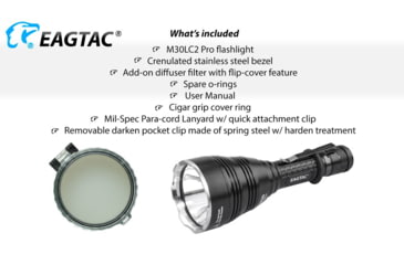 Image of EAGTAC M30LC2 Pro Flashlight, XHP35 HI CW LED, 1870lm, Black, M30LC2-XHP35-HI-PRO-CW