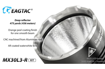 Image of EAGTAC MX30L3-R Flashlight Kit, XHP70 N2 NW LED, 4322lm, Black, MX30L3R-XHP70-KIT-NW