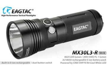 Image of EAGTAC MX30L3-R Flashlight Kit, XHP70 N2 NW LED, 4322lm, Black, MX30L3R-XHP70-KIT-NW
