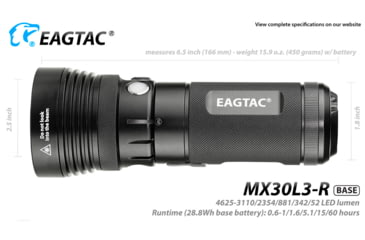 Image of EAGTAC MX30L3-R Flashlight Kit, XHP70 N2 NW LED, 4322lm, Black, MX30L3R-XHP70-KIT-NW