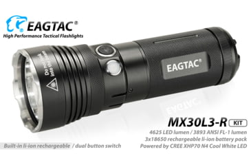 Image of EAGTAC MX30L3-R Flashlight Kit, XHP70 N2 NW LED, 4322lm, Black, MX30L3R-XHP70-KIT-NW
