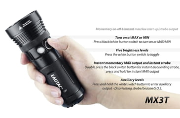 Image of EAGTAC MX3T Flashlight, XHP70.2 CW LED, 4850lm, Black, MX3T-XHP702-REG-CW