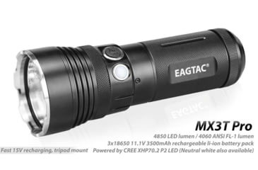 Image of EAGTAC MX3T Pro Flashlight, XHP70.2 CW LED, 4850lm, Black, MX3T-XHP702-PRO-CW