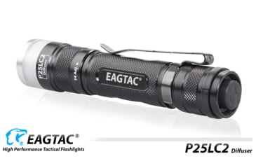 Image of EAGTAC P25LC2 Diffuser Flashlight, XM-L2 U2 NW w/ LEDarray LED, 1150lm w/ 475lm, Black, P25LC2-Diffuser-XML2-NW