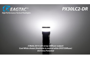 Image of EAGTAC PX30LC2-DR Flashlight, 219Ccri92 w/ LEDarray LED, 800lm w/ 550lm, Black, PX30LC2-Diffuser-219C-NW