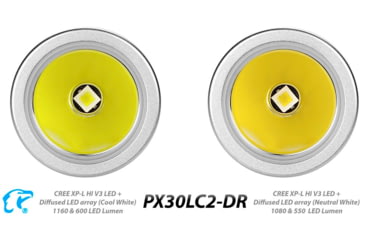Image of EAGTAC PX30LC2-DR Flashlight, 219Ccri92 w/ LEDarray LED, 800lm w/ 550lm, Black, PX30LC2-Diffuser-219C-NW