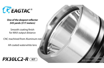 Image of EAGTAC PX30LC2-R Base Flashlight, Nichia 219C CRI92 4000K LED, 800lm, Black, PX30LC2R-219C-BASE-NW