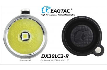 Image of Eagtac Rechargeable DX30LC2-R XPL HI 1160 Lumens LED Flashlight, Black, Medium, DX30LC2RXPLHI
