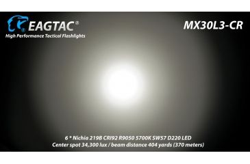 Image of Eagtac Rechargeable MX30L3C-R 6219C 4000K LED Flashlight, Black, Medium, MX30L3CR6*219C
