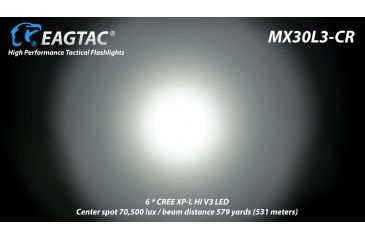 Image of Eagtac Rechargeable MX30L3C-R 6XPL HI 5250 Lumens LED Flashlight Kit, Black, Medium, MX30L3CR6*XPLHIKIT