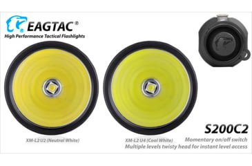 Image of EAGTAC S200C2 Flashlight, XM-L2 U4 CW LED, 1278lm, Black, S200C2-XML2-BASE-CW