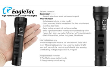 Image of EAGTAC SX25A6 Flashlight Kit, XM-L2 CW U4 LED, 1494lm, Black, SX25A6-XML2-KIT-CW